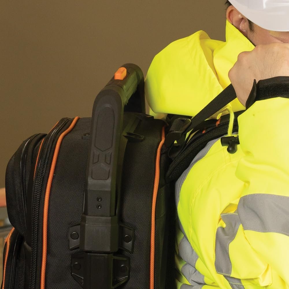 Klein Tools 55604 Rolling Tool Backpack, Tool Bag with 28 Pockets, Heavy Duty...