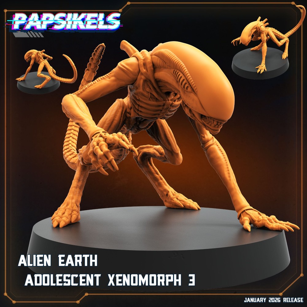 Papsikels Alien Earth Adolescent Xenomorph Pack-Sci-Fi Alien Creature Miniatues