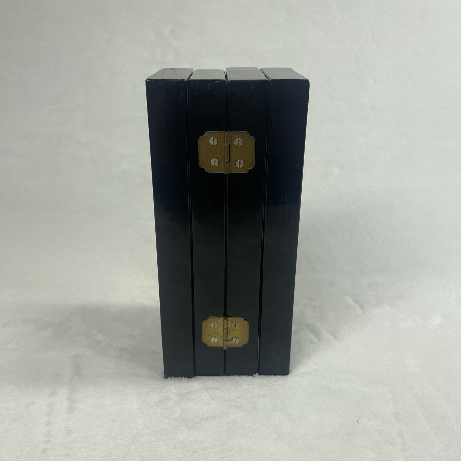 Vintage Chinese Cork Diorama Folding Screen Double Glass Lacquer Wood 4 Panel