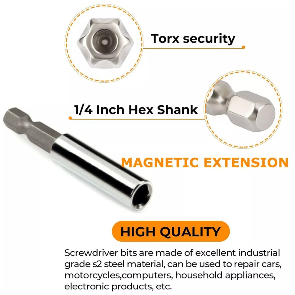 Torx Bit Set 33 Tamper Proof Security Torq Hex Star Spanner Tri Wing Screwdriver
