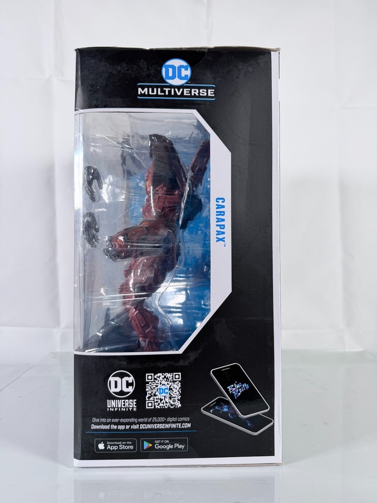 McFarlane DC Multiverse Blue Beetle Carapax Mega Action Figure box is damaged