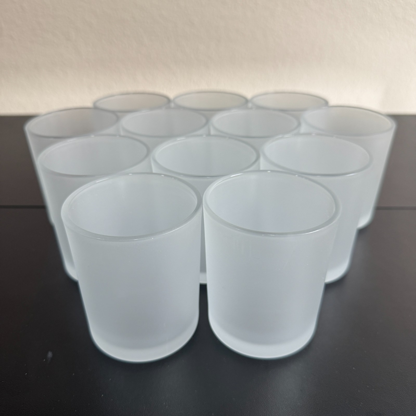 Frosted Clear Glass Candle Container With Wooden Lid Capacity 7 Oz Lot Of 12