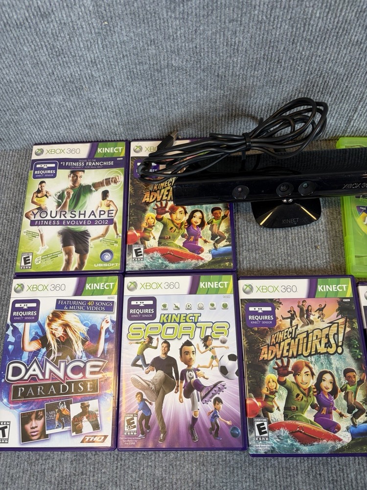 Genuine OEM Microsoft Xbox 360 Kinect Camera Sensor Bundle Games Lot