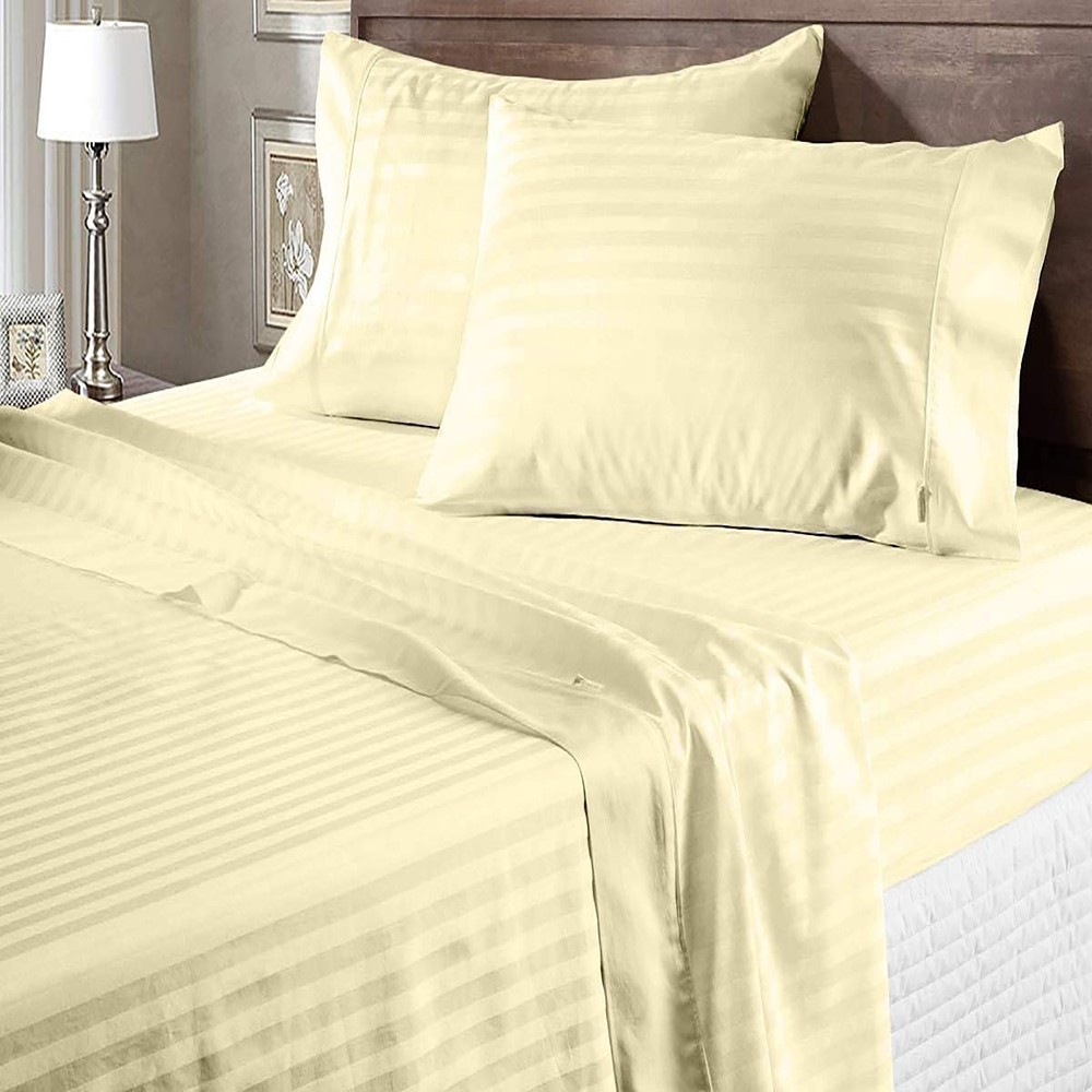 Soft Bedding  1000 - 1200 Thread Count 100% Cotton Ivory Stripe Select Item