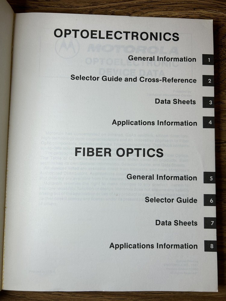 Motorola Semiconductor Data Book Optoelectronic Device Data 1981