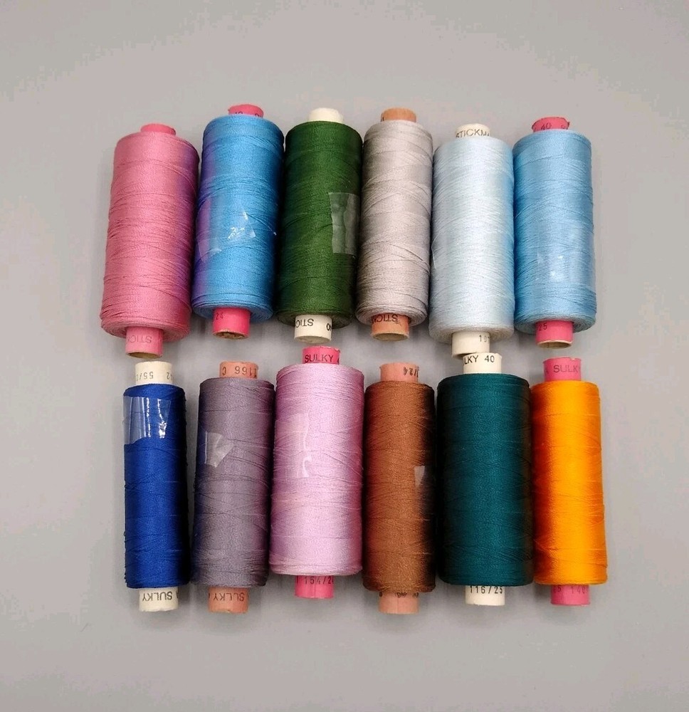 Stickma Sulky Thread 40 weight 11 cardboard partial spools (plus one other)