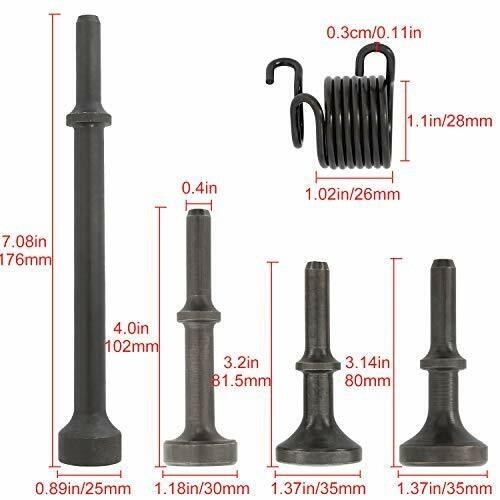 Air Hammer Attachments for Pneumatic Tools Air Chisel Bits 0.401" Shank +Spring