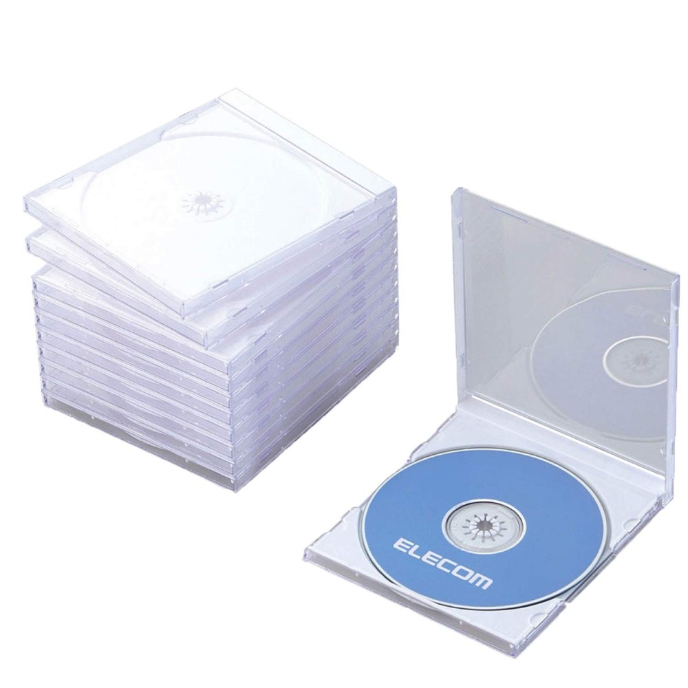 ELECOM CD/DVD plastic case/1 disc storage/10 pack/white