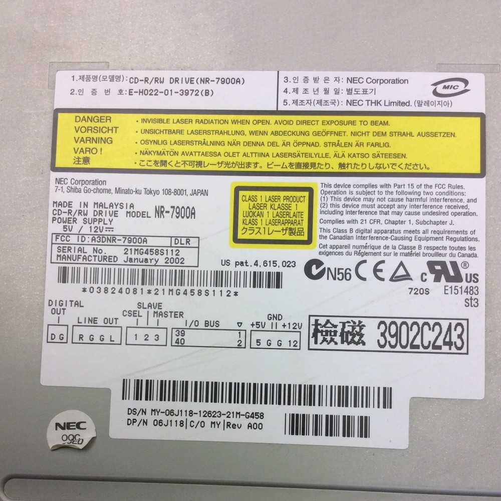 NEC NR-7900A MY-06J118 Optical Disc Drive