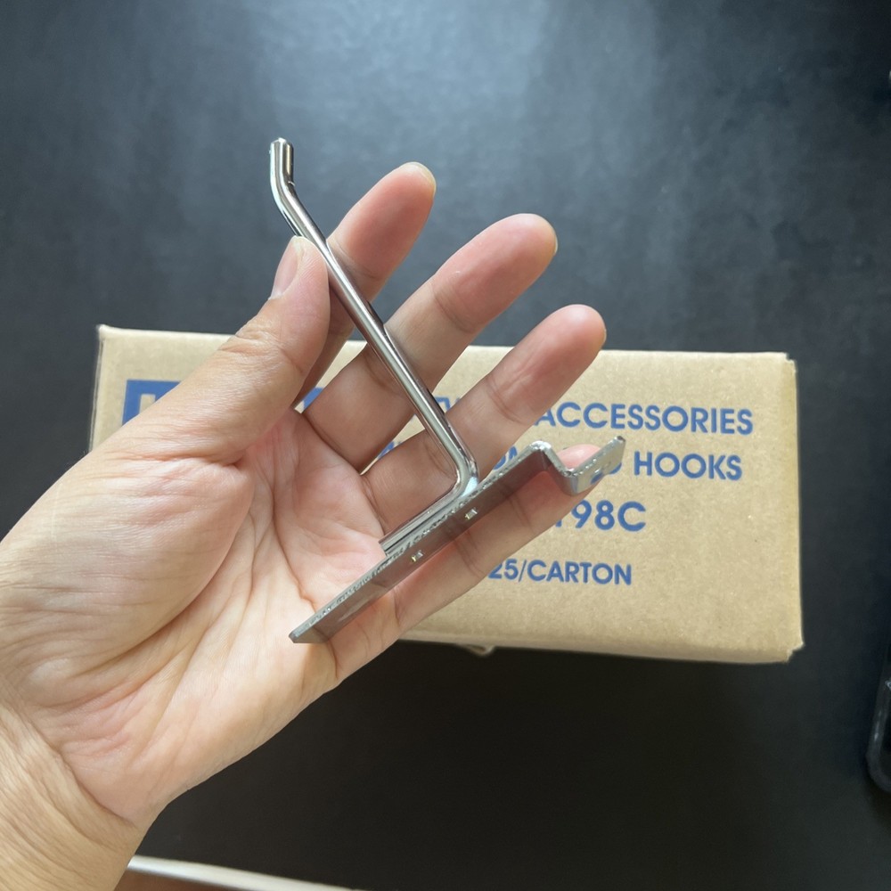 Uline Slatwall Accessories 4" Chrome Peg Hooks