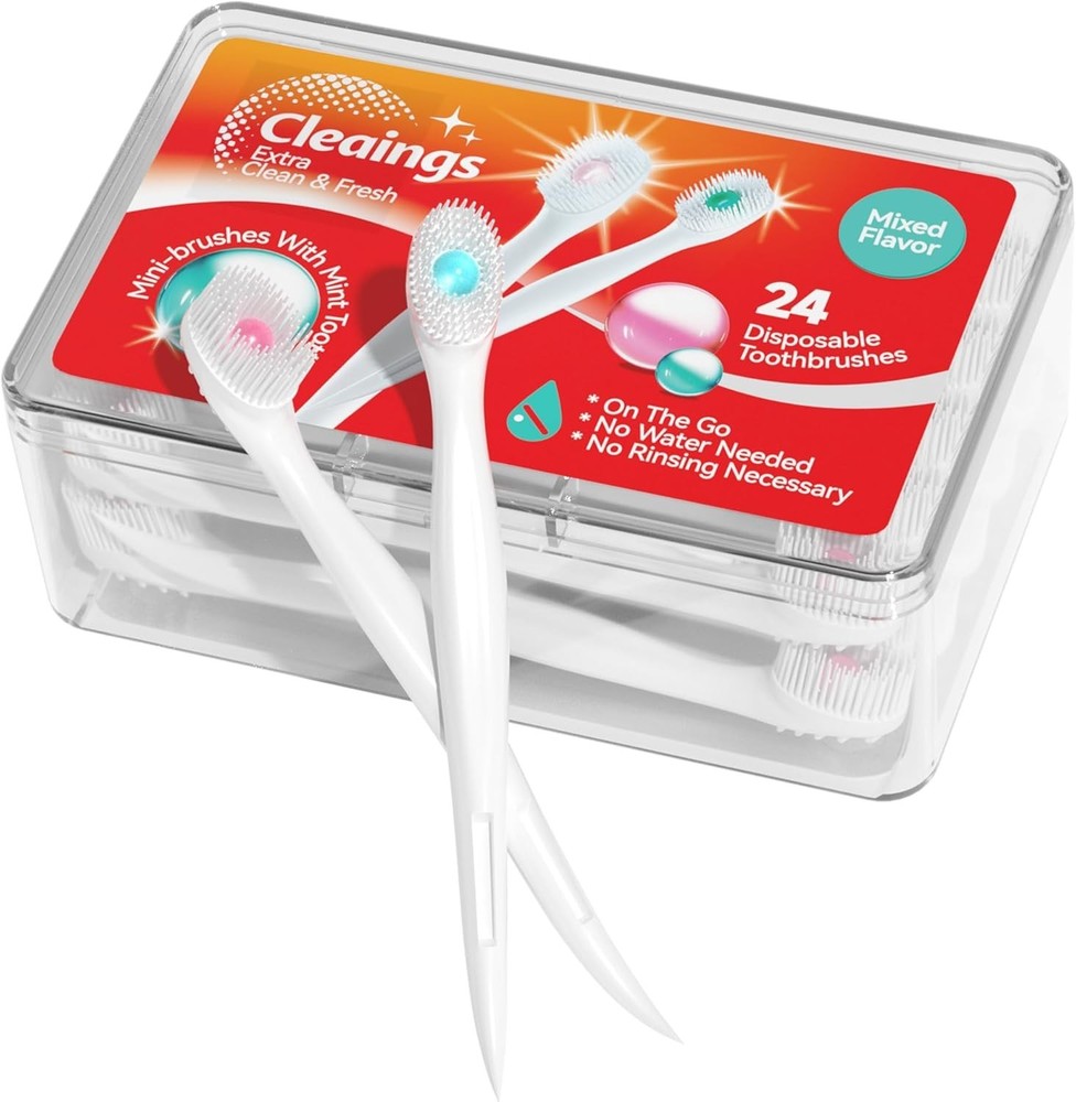 Mini Brushes-Disposable Toothbrushes with Cleaning Beads Toothpaste and Pick for