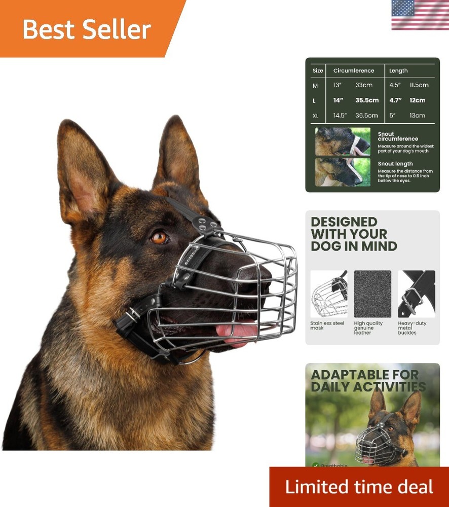 Ventilated Basket Dog Muzzle for Training - Fits Large German Shepherds Easily