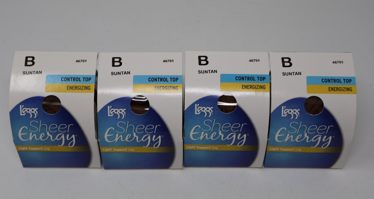 L'eggs Sheer Energy Light Support Leg Control Top Pantyhose Suntan B Lot of 4