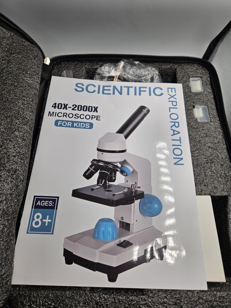 HSL 40X-2000X Microscope for Kids, Monocular Microscope Set + Handbag - NEW