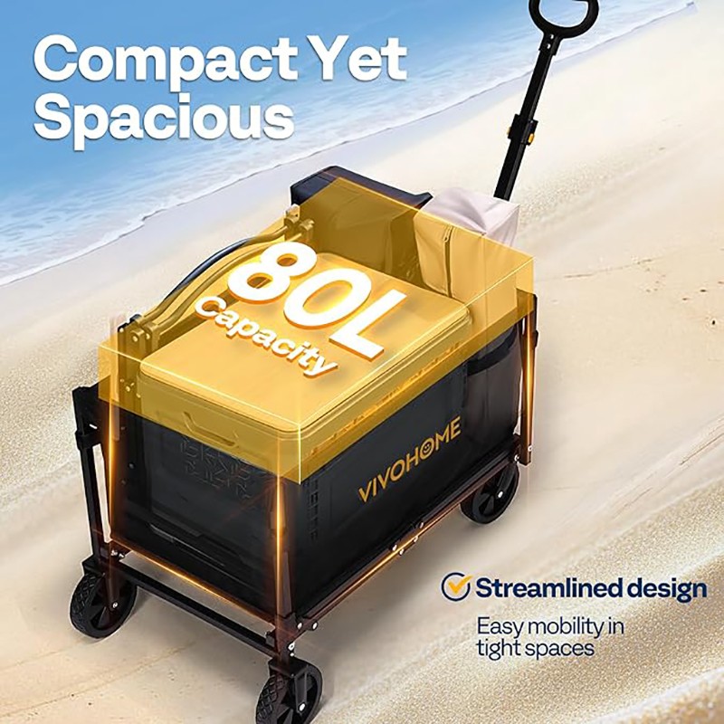 Collapsible Wagon Cart Lightweight Portable Utility Wagons w/ All-Terrain Wheels