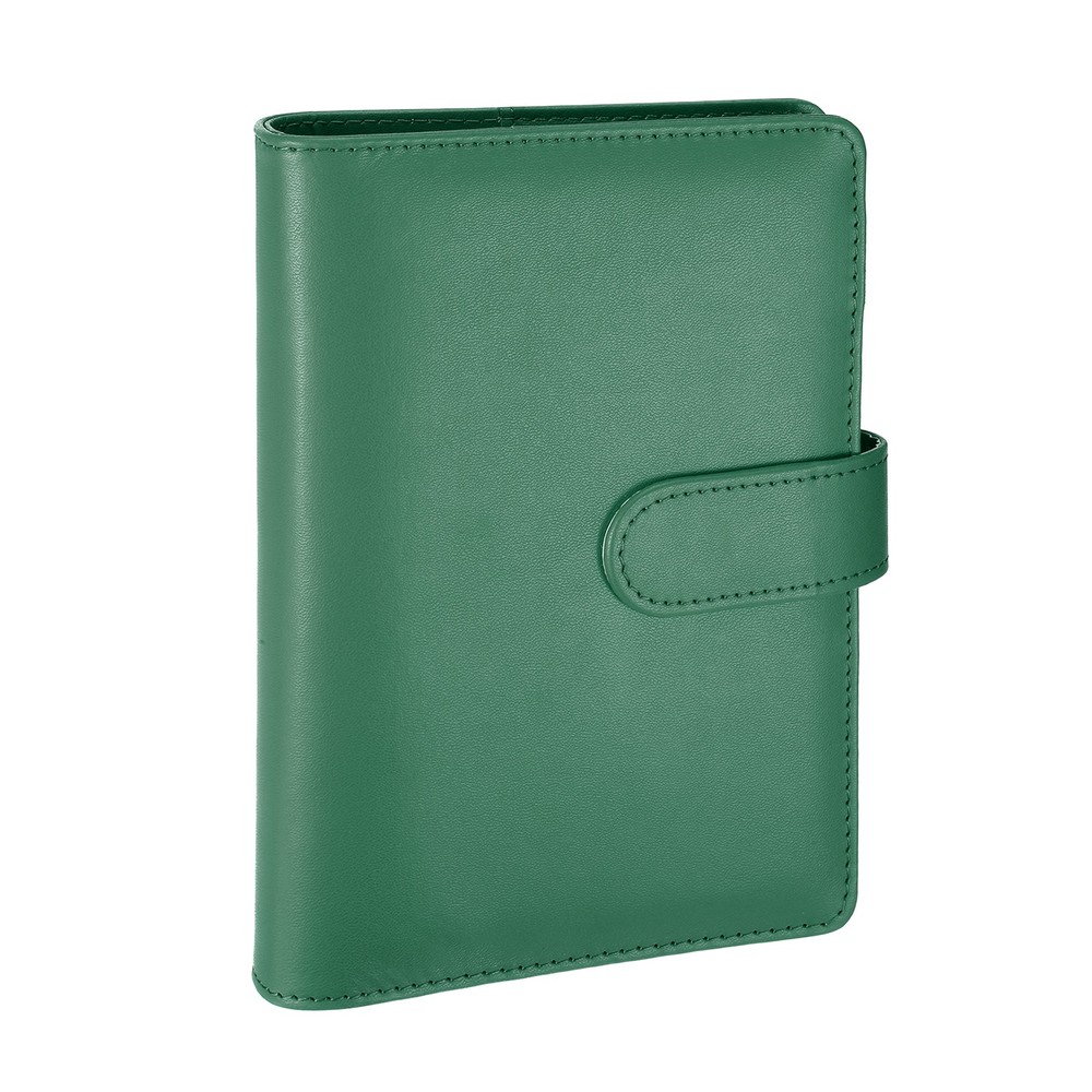 A6 PU Leather Binder Protector, 6 Ring Loose Leaf Notebook Shell, Green