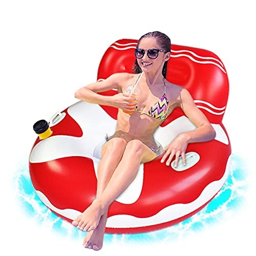Pool Lounger Float for Adult, Float Hammock, mesh Bottom Pool Float, with red