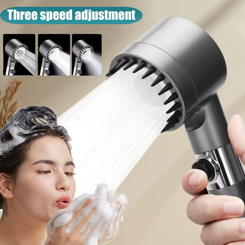 ✅Three-Speed Portable Shower Filter & Head Massage Bathroom Showerhead Accessory