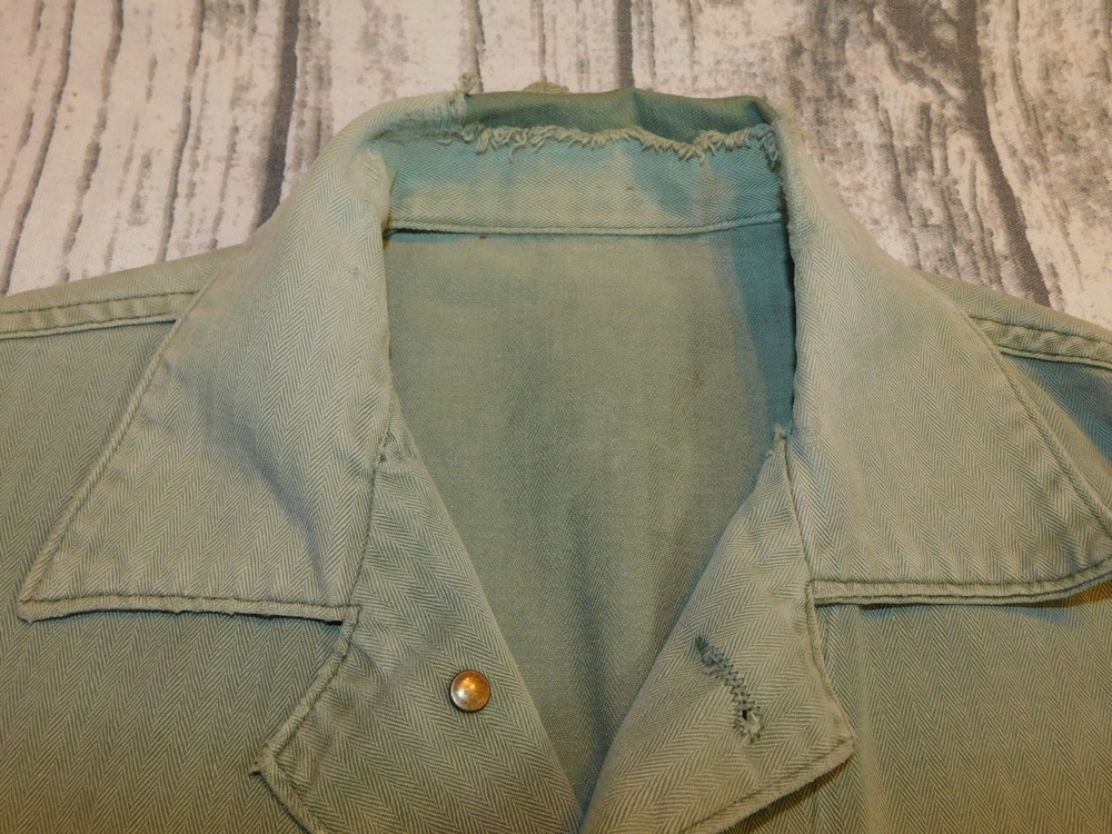 VTG 1940's USMC HERRINGBONE JACKET WWII BUTTON UP