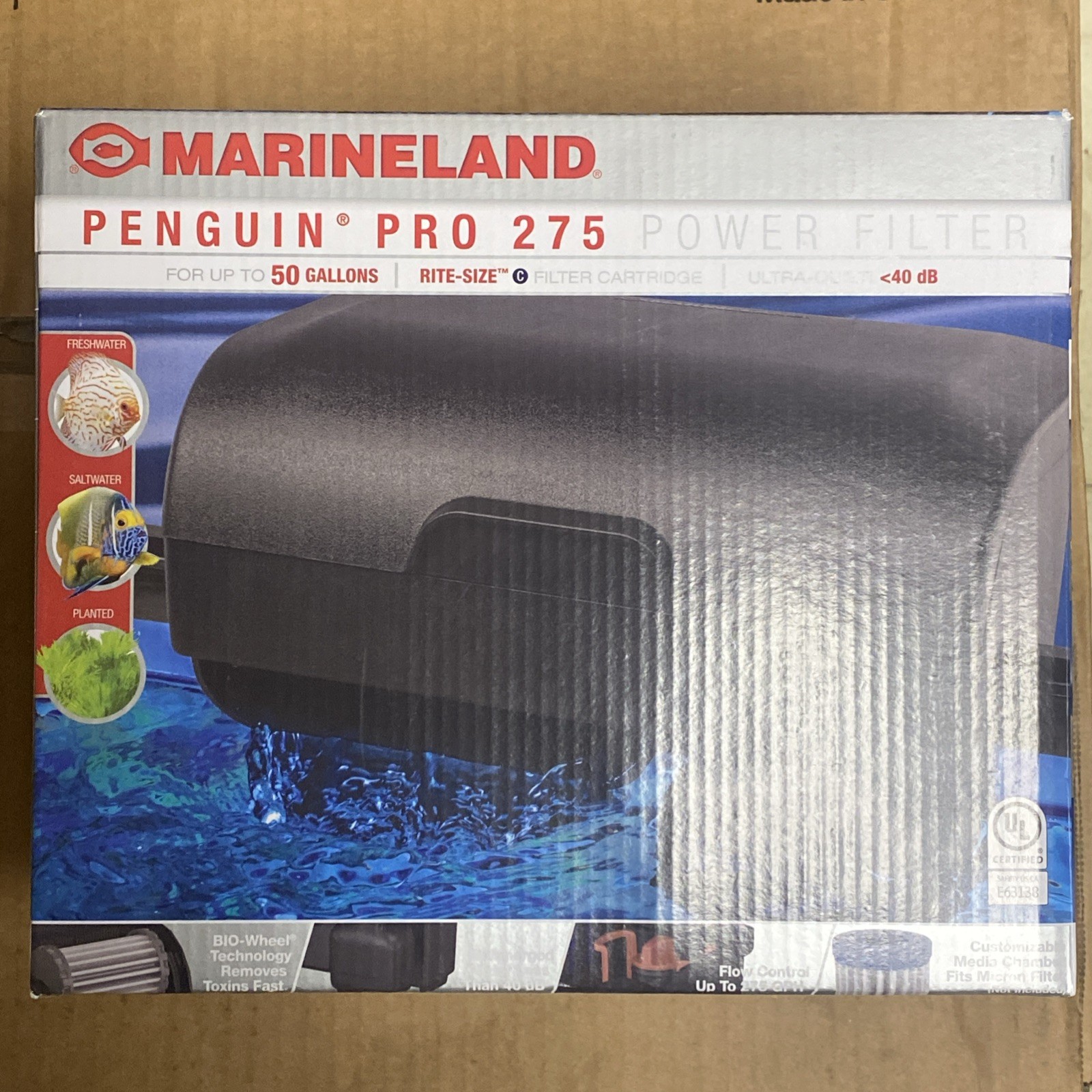 Marineland Penguin Pro 275 Aquarium Power Filter Up to 50 Gallons New