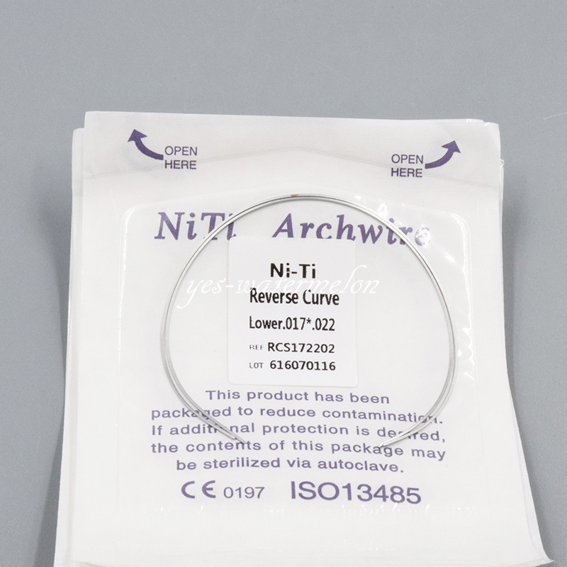1 Pack 2 Pcs Dental NITI Reverse Curve Rectangular Arch Wires Upper/Lower Sizes