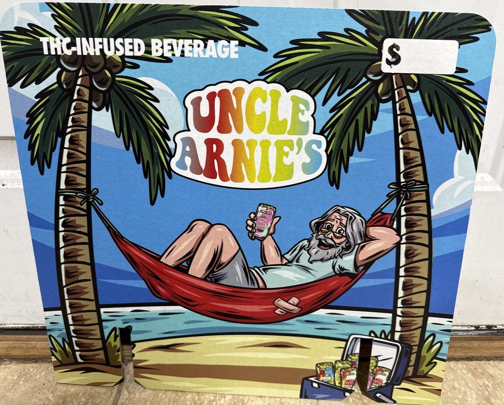 Uncle Arnies THC Beverage Cardboard   Case card.double Sided  Version 2