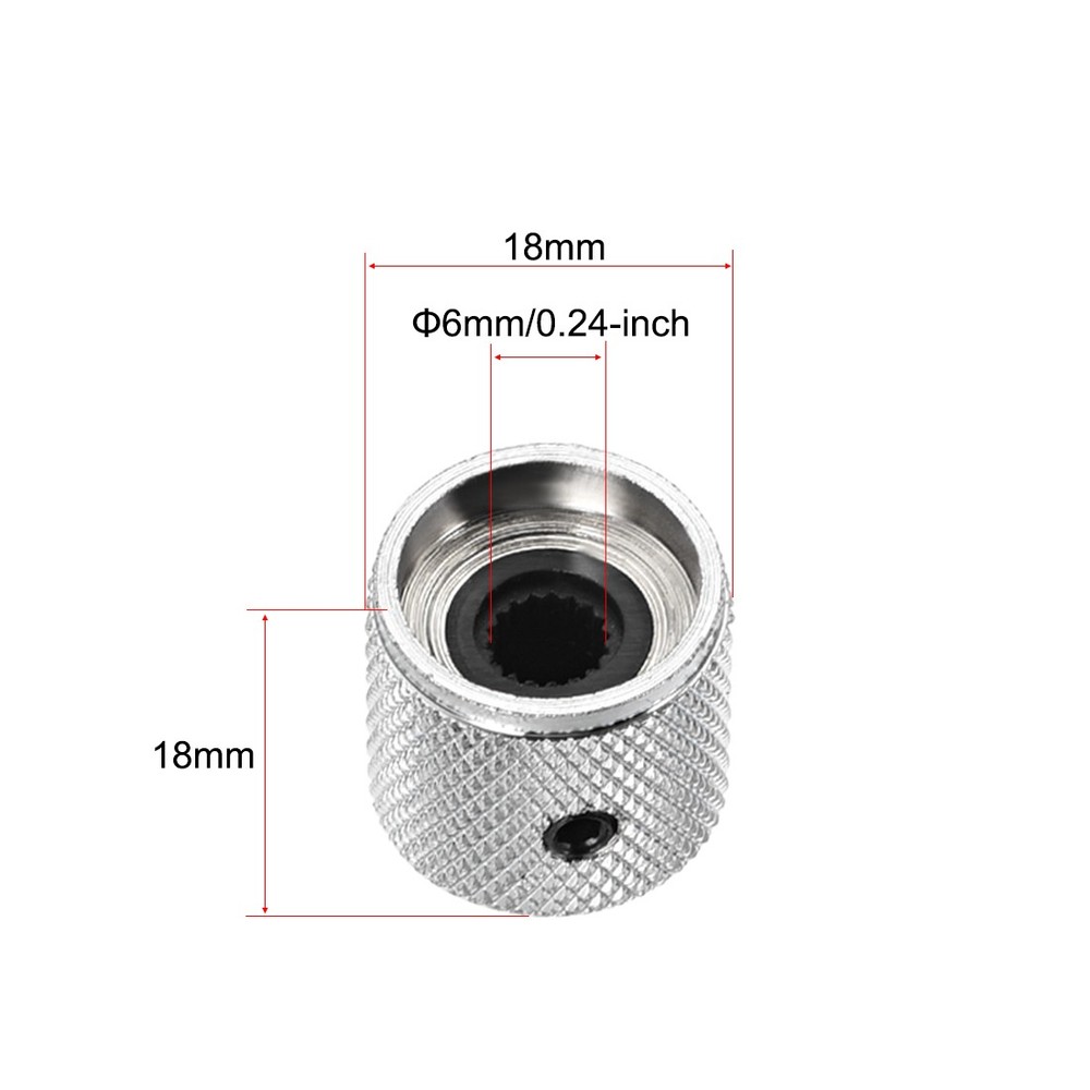 2pcs 6mm Metal Potentiometer Knobs For Guitar Bass Volume Tone Knobs Silver Tone