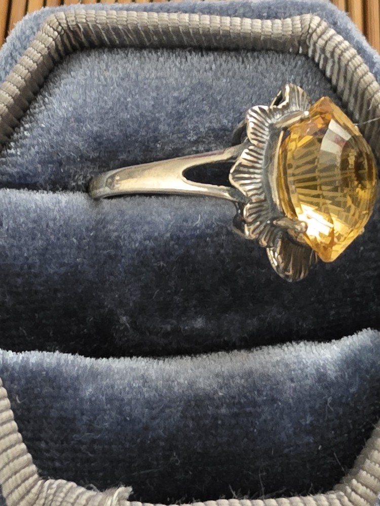 925 Silver Citrine Adjustable Ring