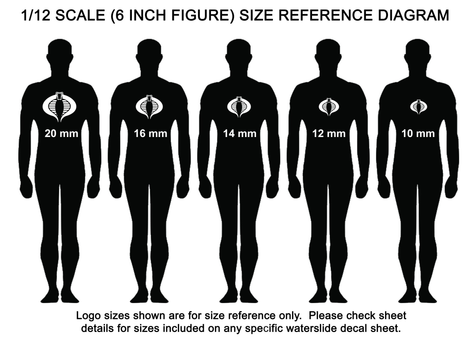Cobra Logo Waterslide Decals - Opaque Red - 5mm-12.7mm Wide for GI Joe figures
