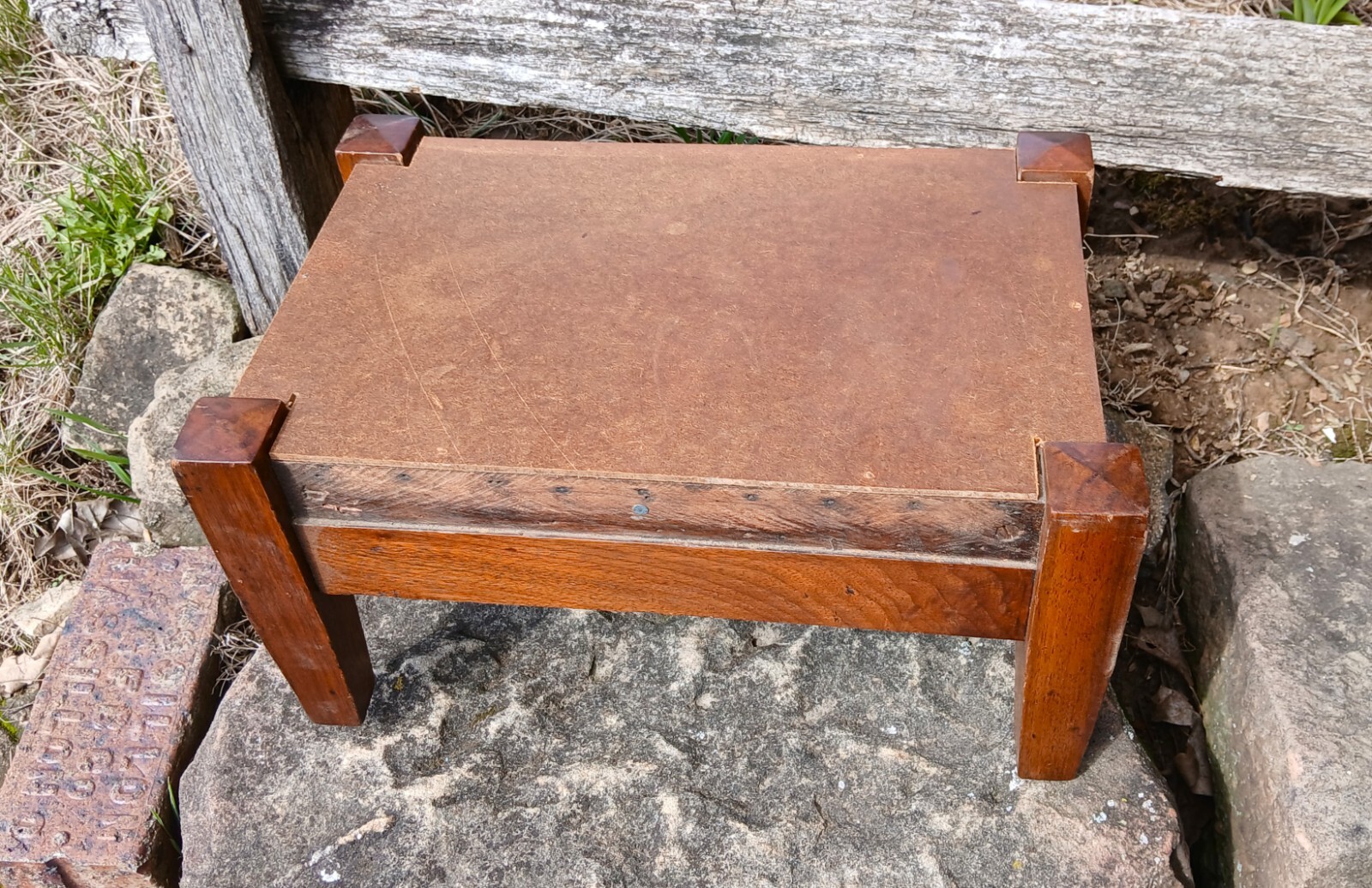 Antique Walnut Mission Style Arts & Crafts Style Foot Stool 1920