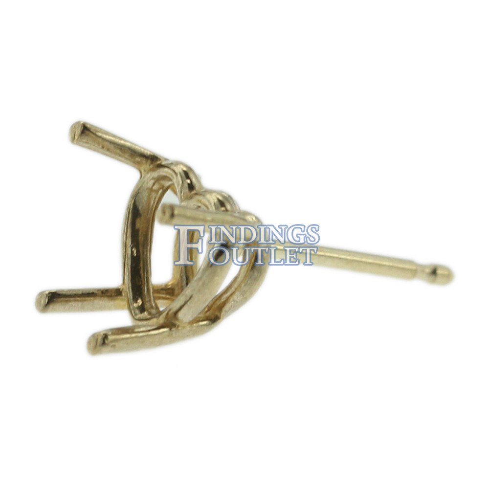 14k Yellow Gold Heart Shape Stud Earring Mounting Setting Push Back Post 4 Prong