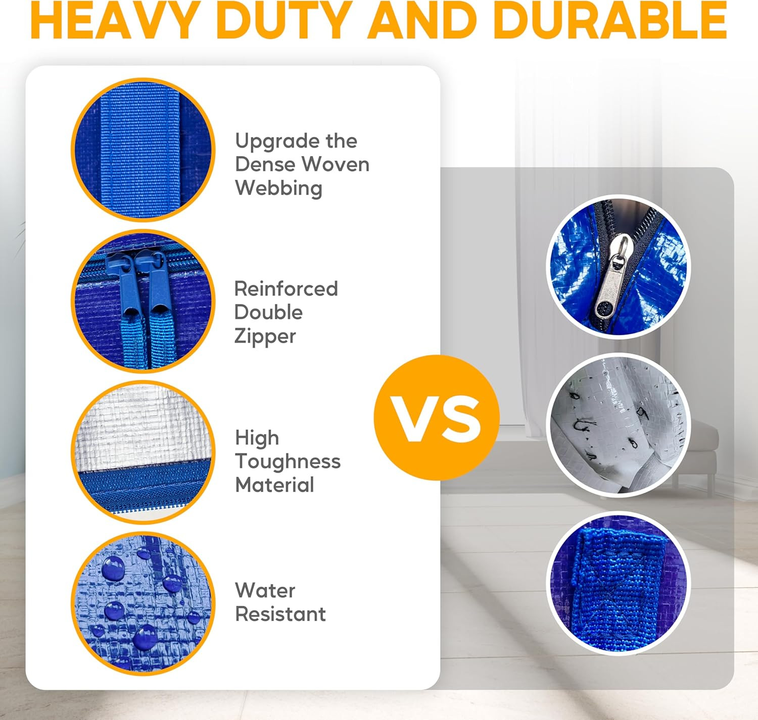 TICONN 6 Pack Extra Large Moving Bags with Zippers & Carrying Handles Heavy-D...