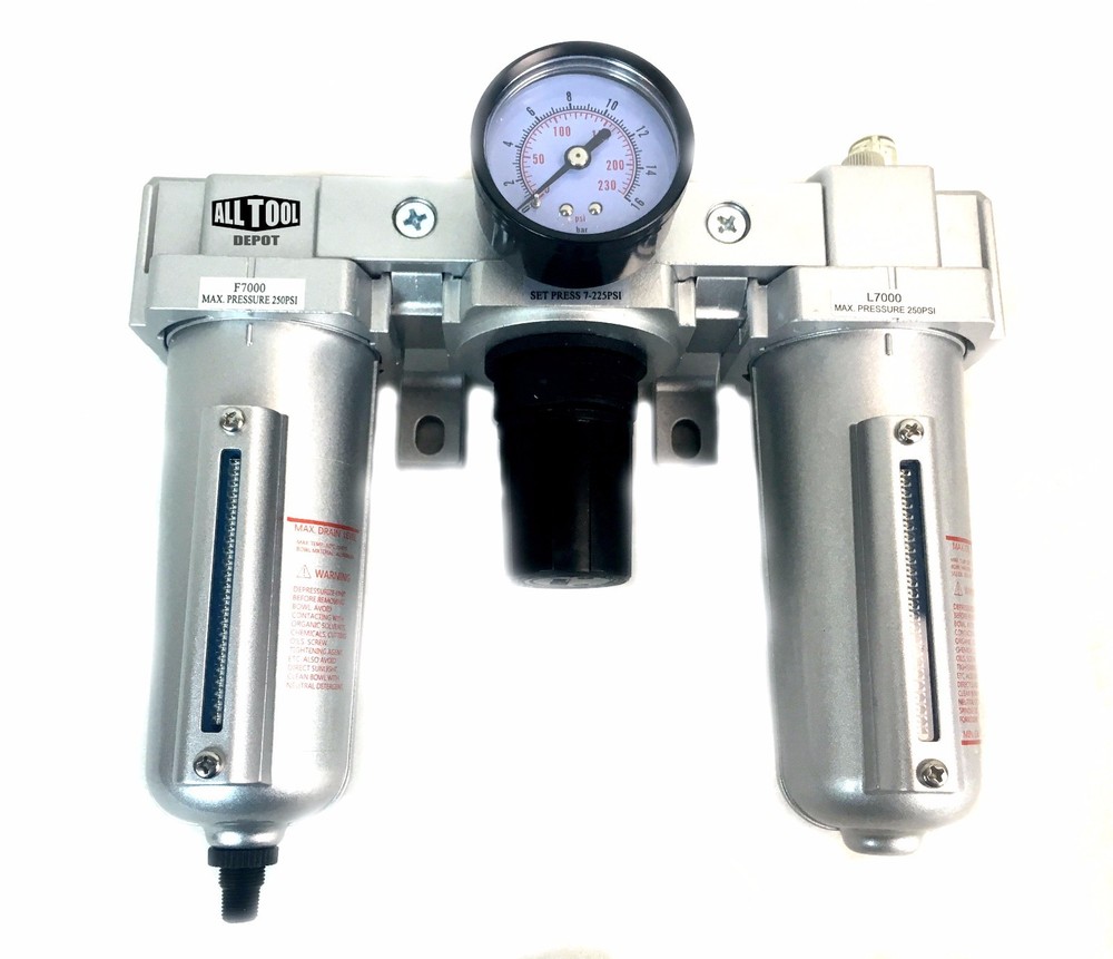1/2" H/D COMBO PARTICULATE FILTER REGULATOR LUBRICATOR COMPRESSED AIR Auto Drain