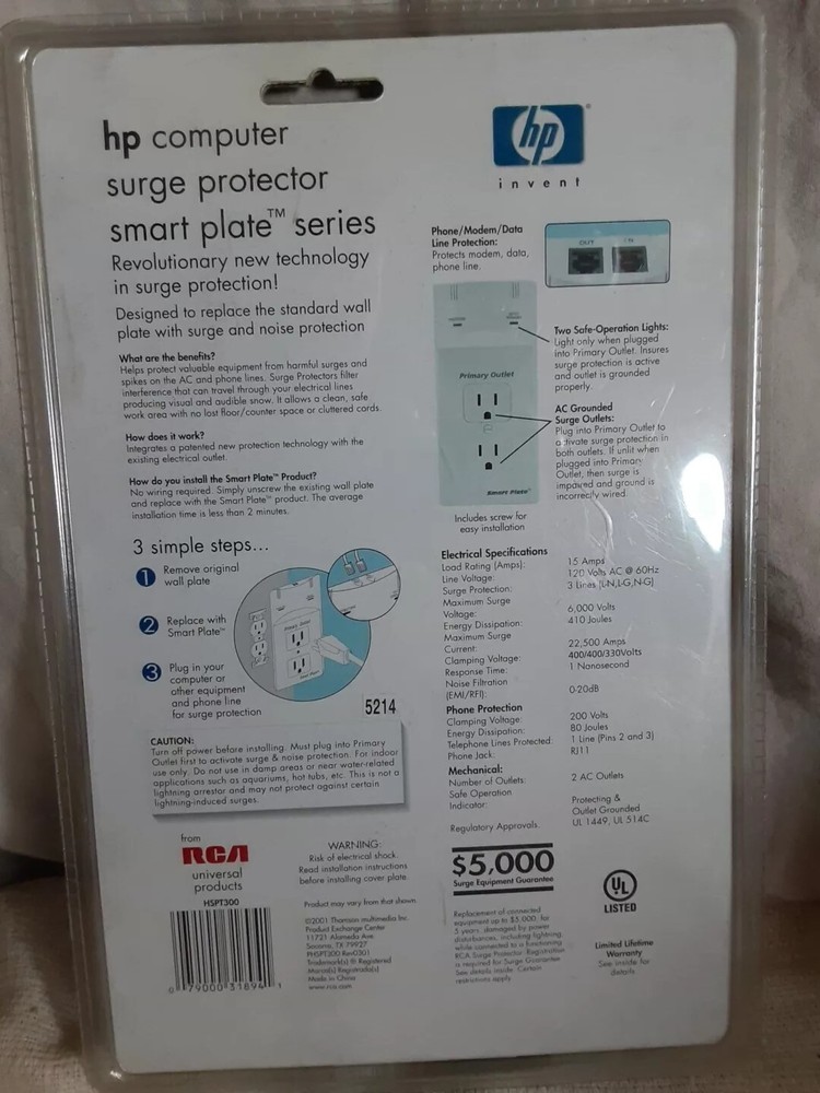 Hp Computer Surge Protector Smart Plate Series NIP