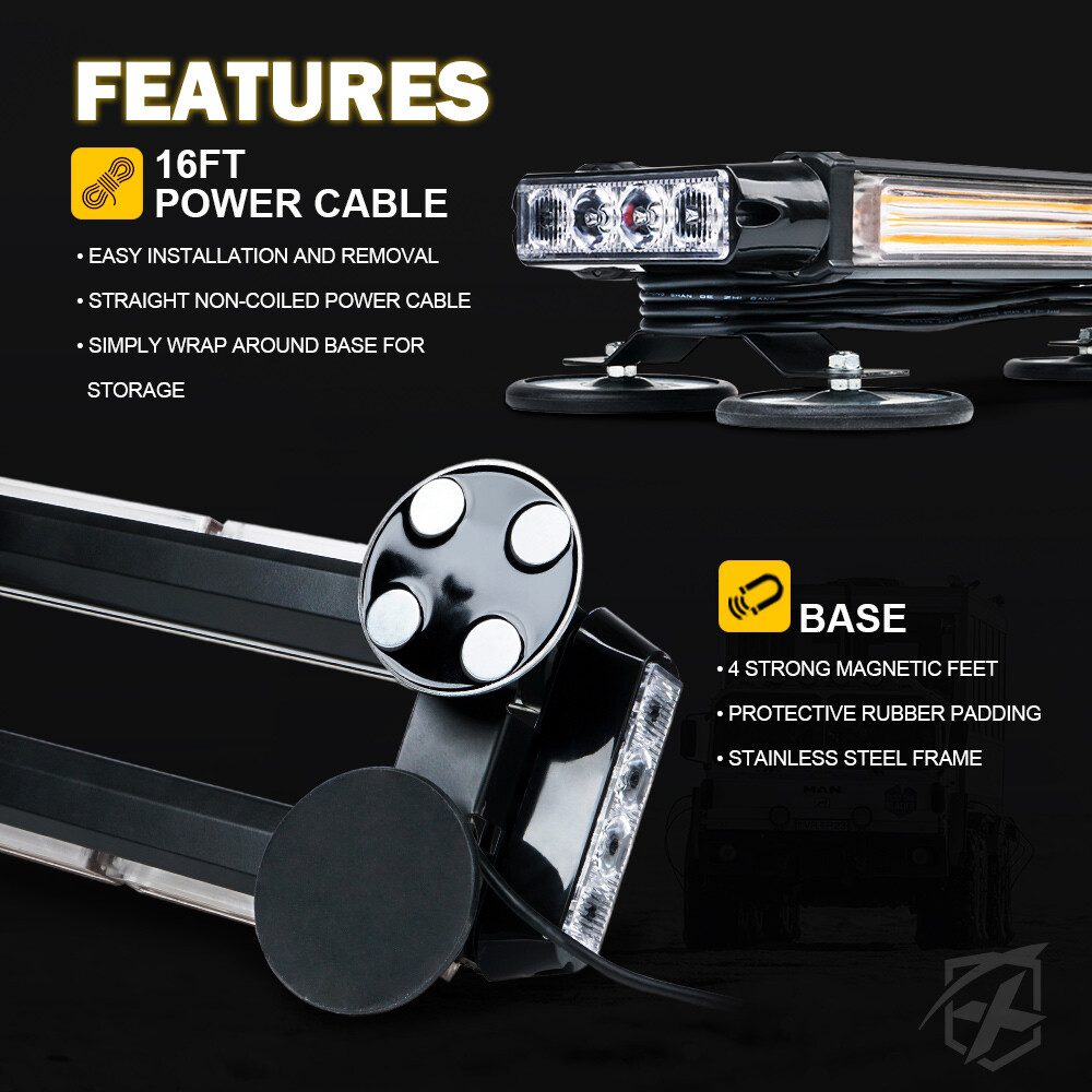 Xprite 14.5" LED Strobe Light Bar Rooftop Double Side Flashing Emergency Warning
