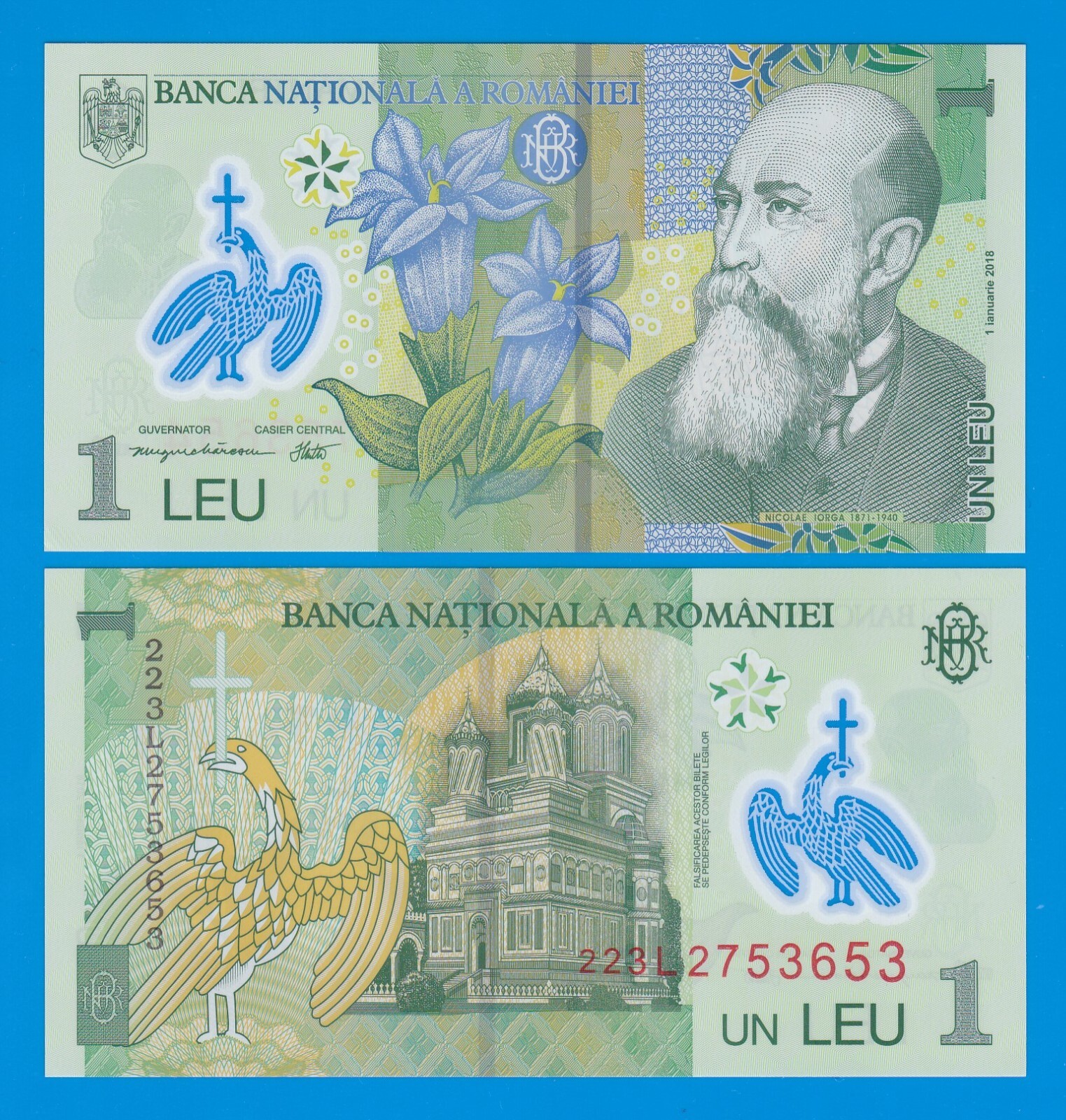 Romania 1 Leu P New 2022 / 2018 UNC P 117 New