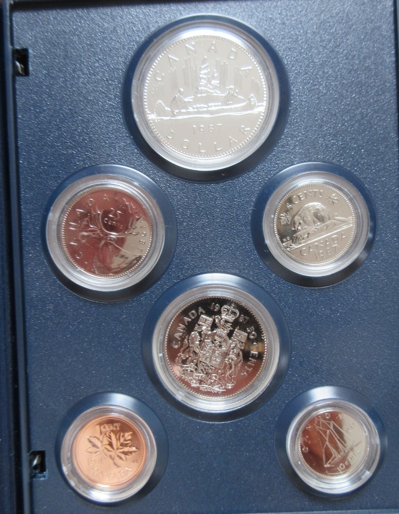 1987 Canada Specimen Set 6 Coins Cent to One Dollar Mint Set. UNC
