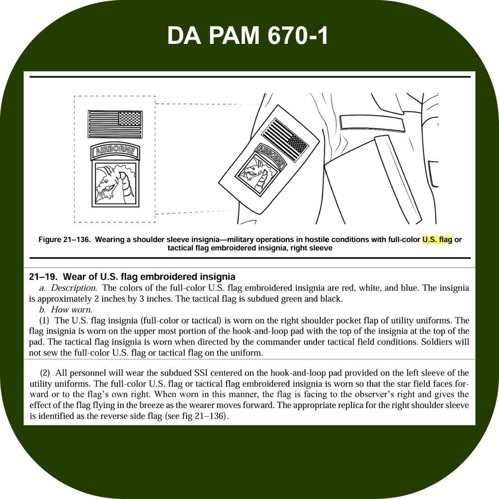 Reverse American Flag Patch Full Color; Army Combat Uniform (ACU); Hook Fastener