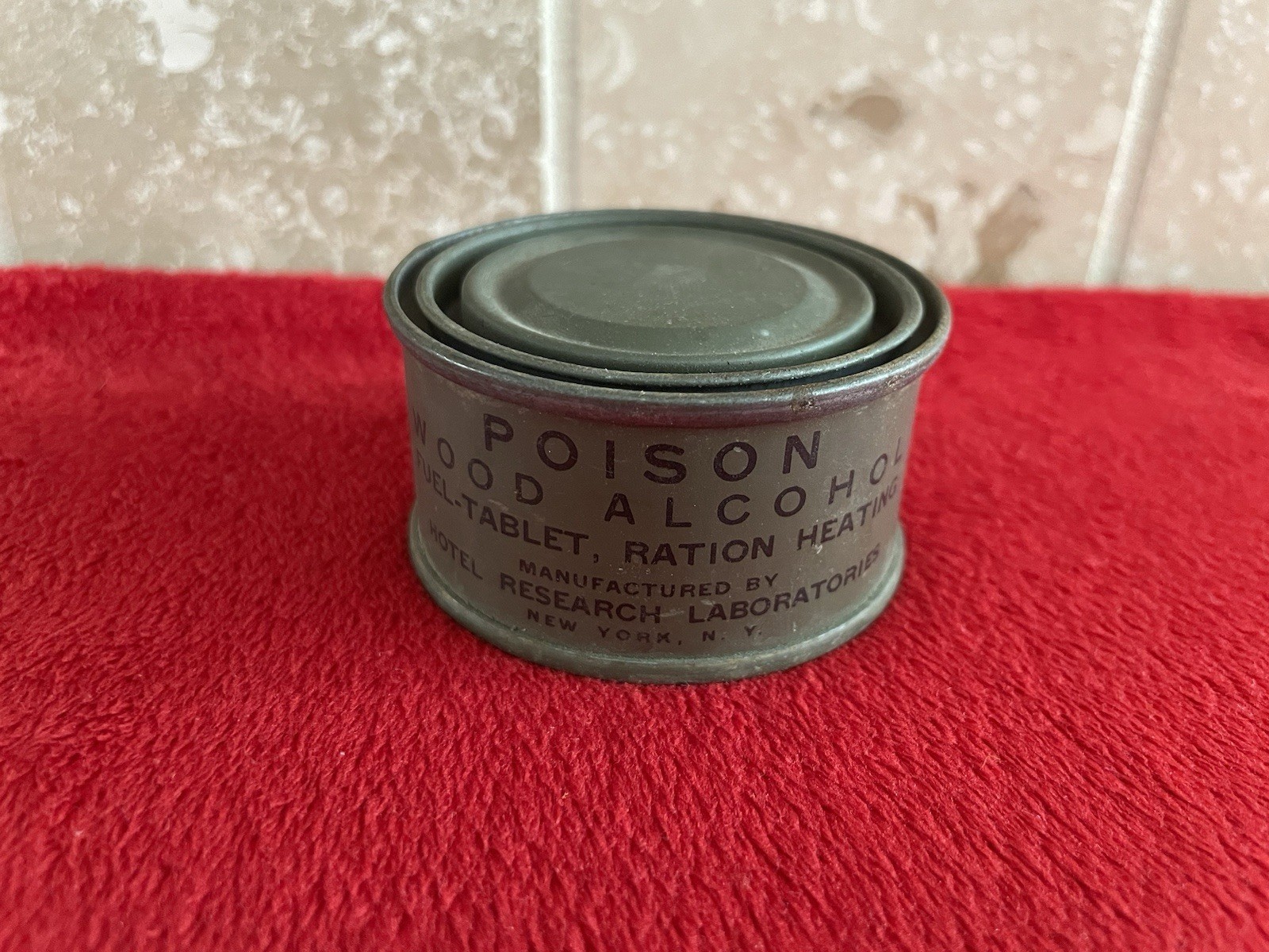 ORIGINAL WWII US ARMY MESS RATION FUEL TABLET HEATING TABLET TIN WW2