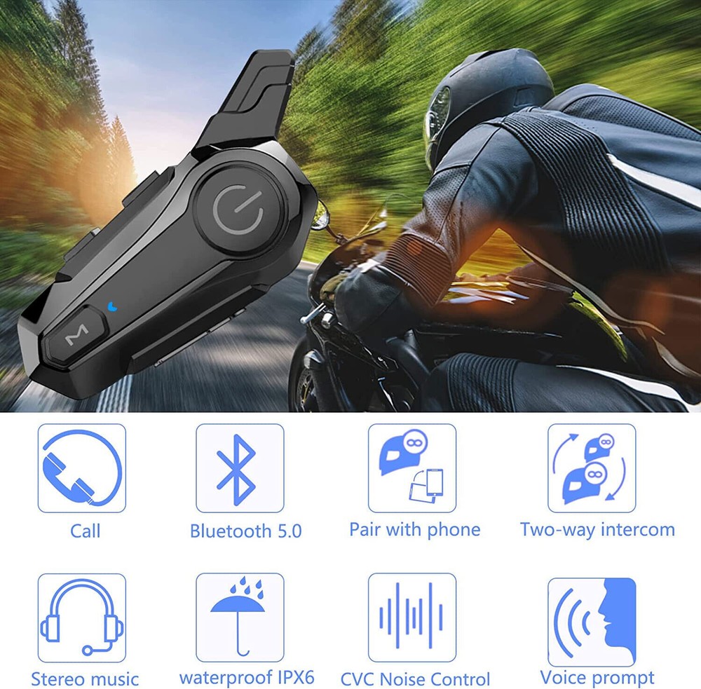 Motorcycle Helmet Bluetooth Intercom Headset Moto Intercomunicador Waterproof