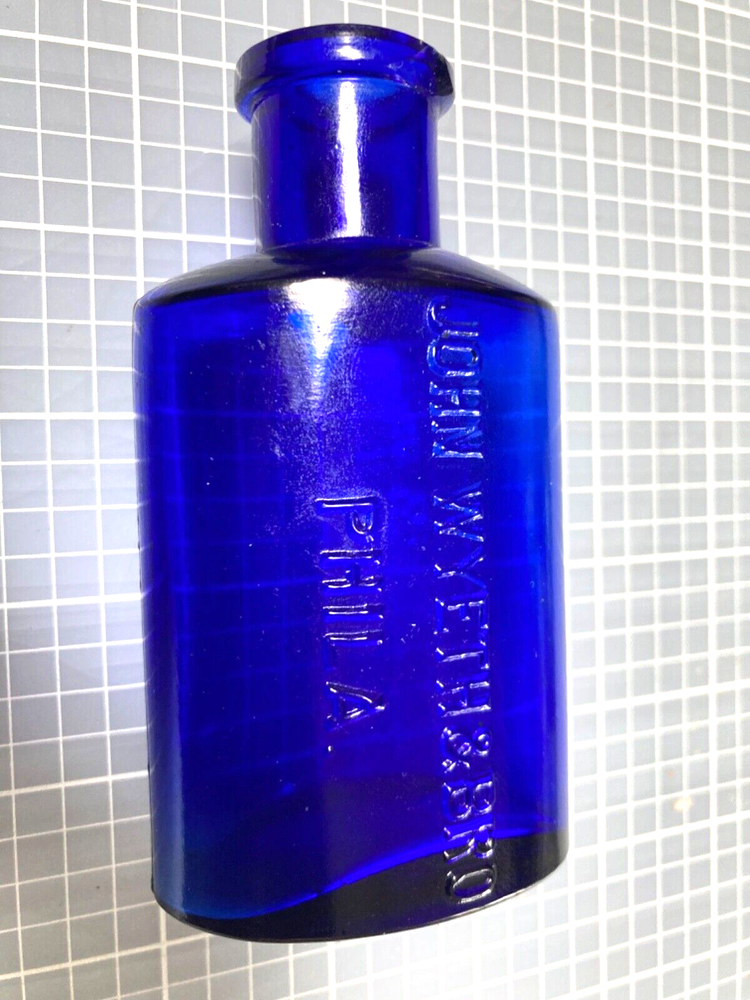 Deep Cobalt John Wyeth Eye Cup Bottles w/ Eye Cups