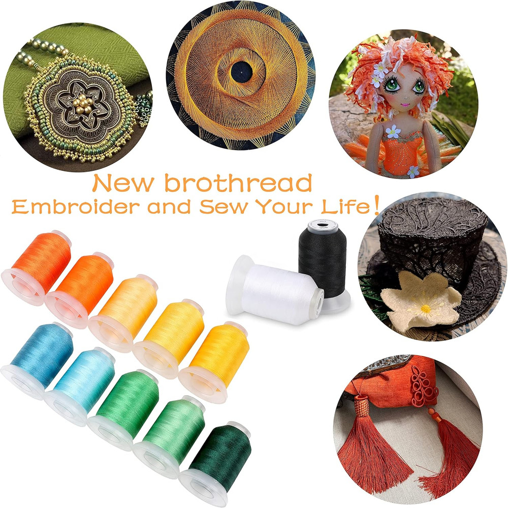 40 Spools Polyester Machine Embroidery Thread Kit 500M Colors Compatible with Br