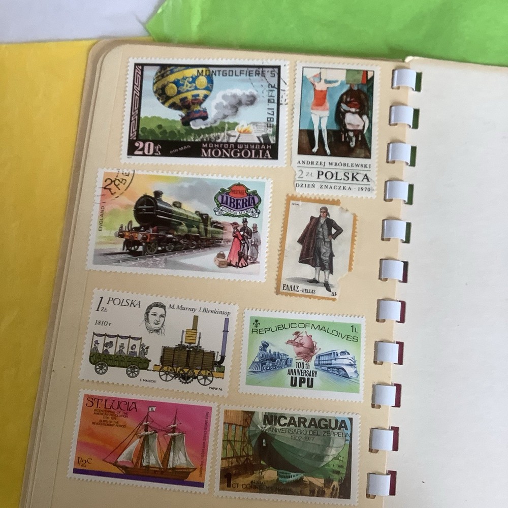 Vintage 2 Stamp Collector’s Stock Books WITH Approx.100+ Per- 1960’s 70’s 80’s