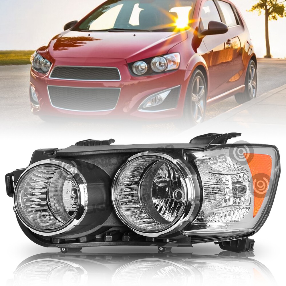 [Chrome Bezel] Headlight For 2012-2016 Chevy Sonic Headlamp Left Driver Side
