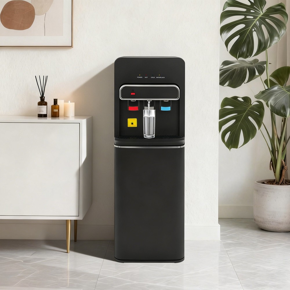 Bottom Loading Hot & Cold and Room Temperature Water Dispenser Cooler Black
