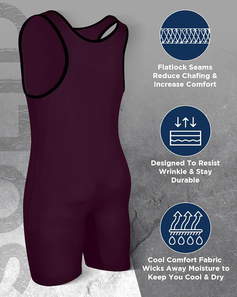 Exxact Sports Plain Wrestling Singlet Single Ply - Adult Wrestling Singlet