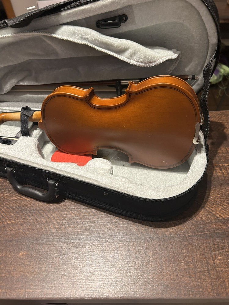 1/8 Full Size Solid wood 4 String Violin Kit Tiger Pattern With Case Portable