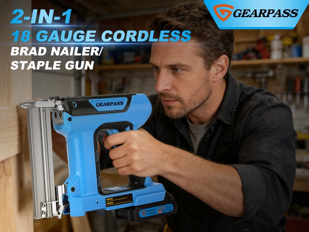 21V 2 in 1 Cordless Nail Gun Brad Nailer with 18 GA w/ Charger & 2 Batteries