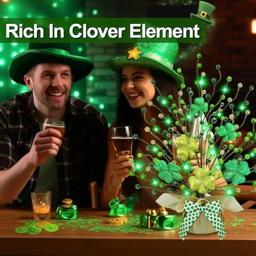 St. Patrick's Day Decorations, 2 Pack 18 Inch Lighted St. Patrick's Day Tree