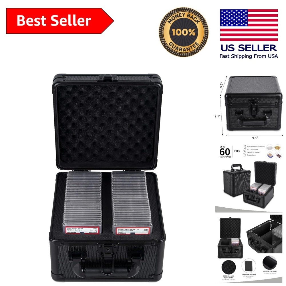 Black Graded Card Holder with Foam Partition - Secure Your Collection